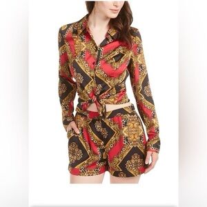 Red and Gold Patterned Shirt